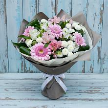 Букет цветов из:  Герберы, Альстромерии и Хризантемы #REPLACE_PRED# Белеве