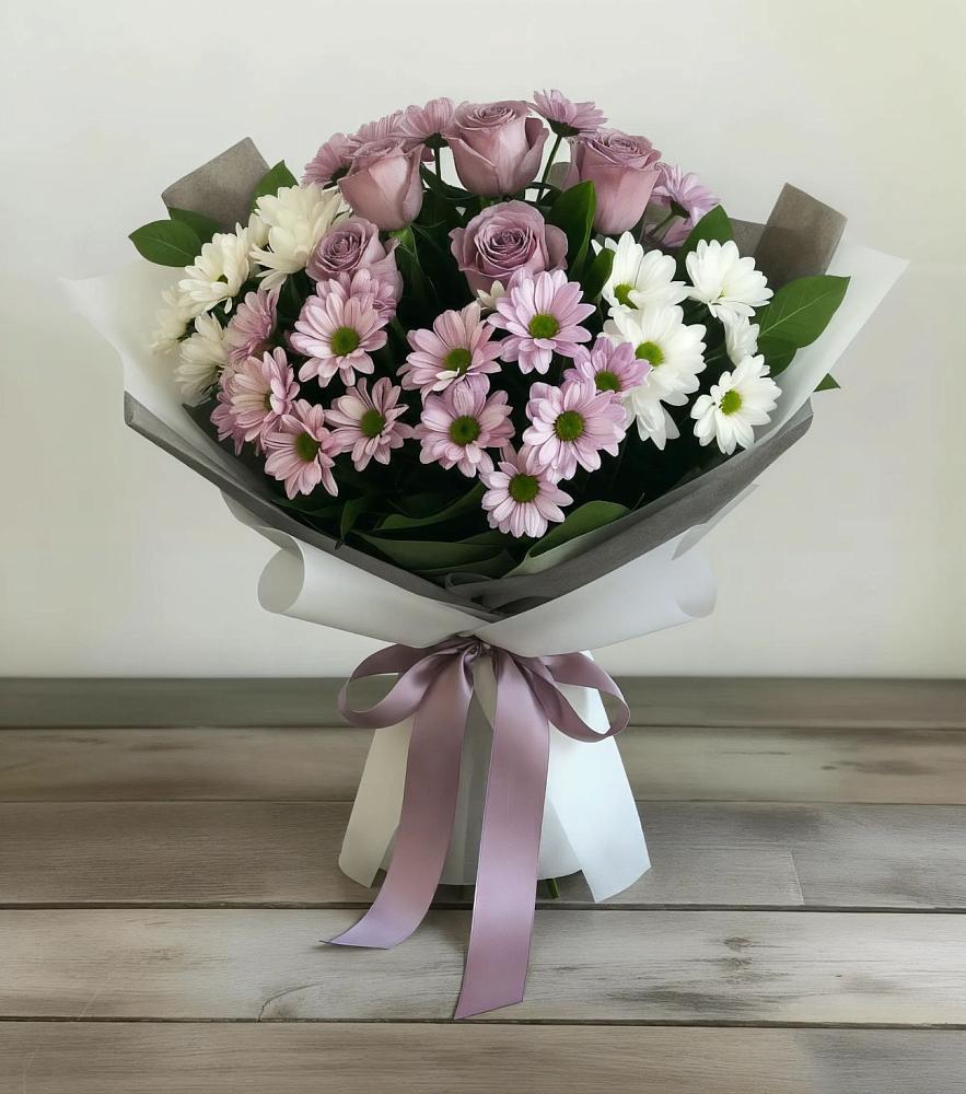 Букет цветов из: Хризантемы и Розы в Белеве
