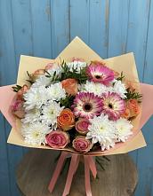 Букет цветов из:  Розы, Герберы и Хризантемы в Белеве