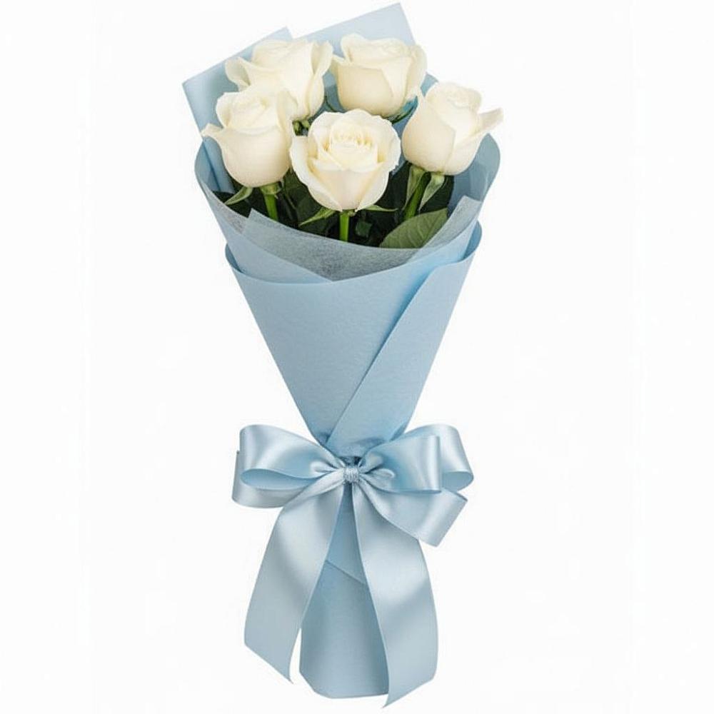 Букет 5 Белых роз Проуд в Белеве