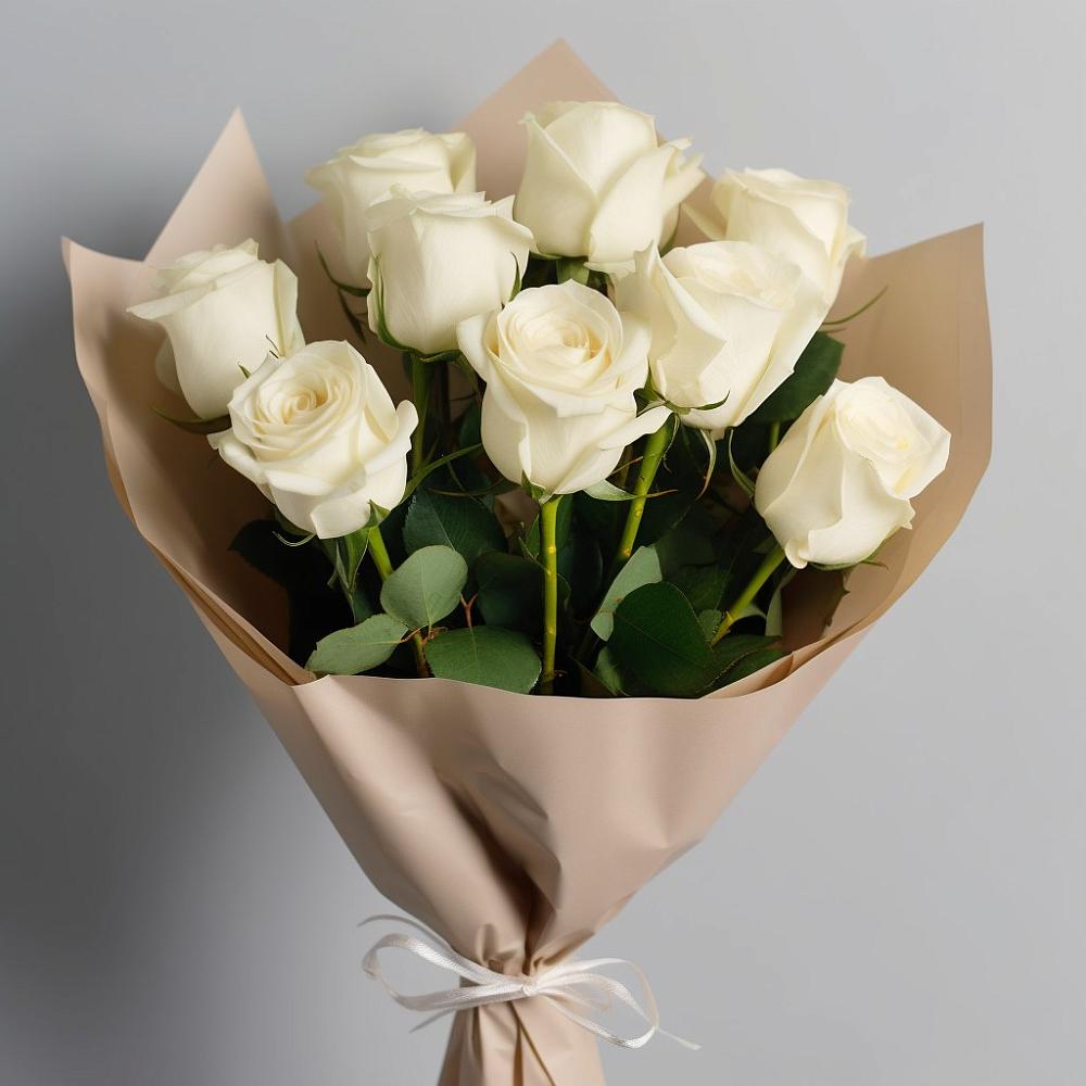 Букет 9 Белых роз Эдлесс Лав в Белеве