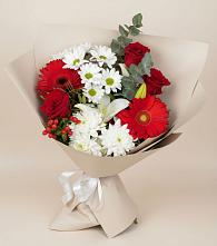 Букет цветов из:  Розы, Хризантемы, Герберы и Лилии в Белеве