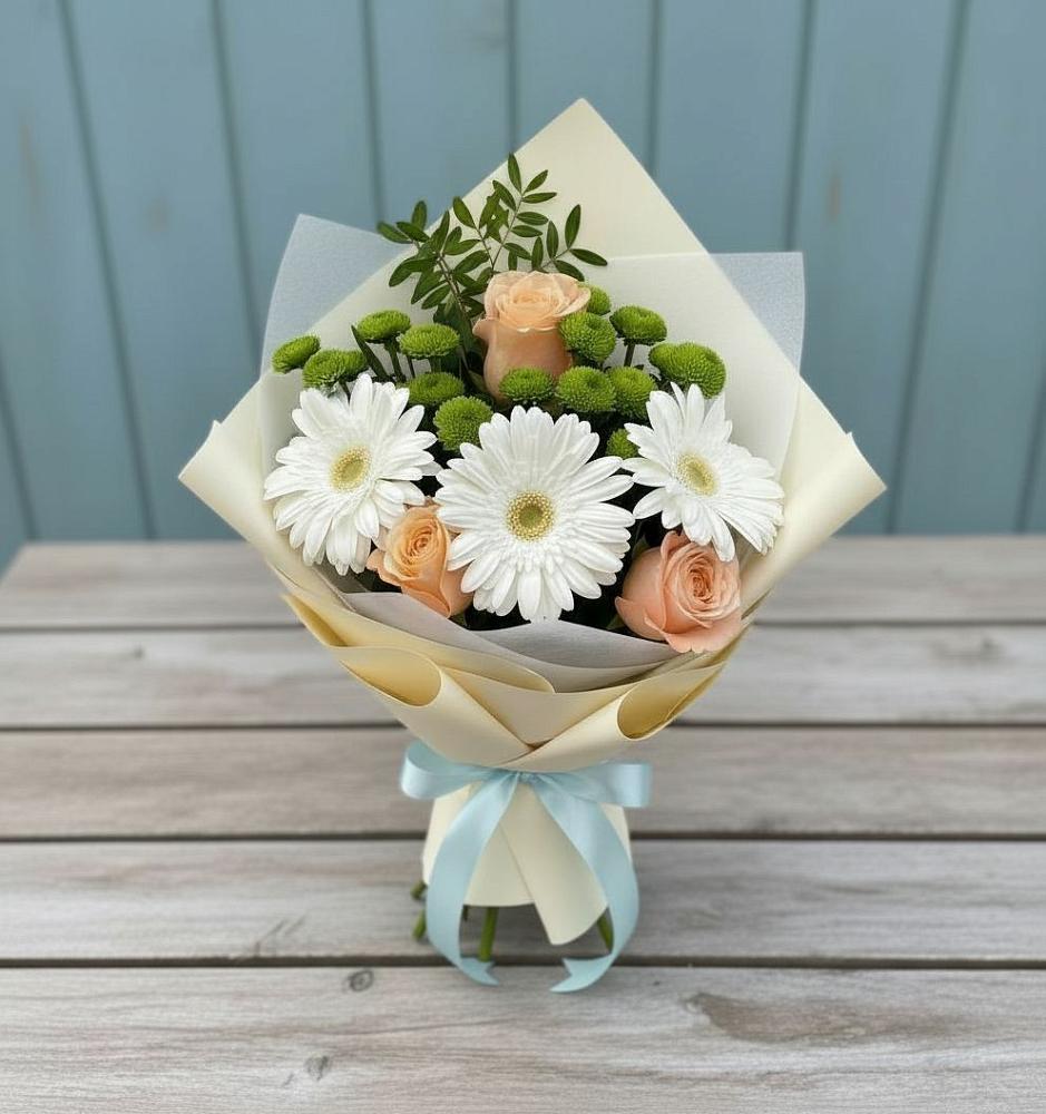 Букет цветов из: Герберы, Розы и Хризантемы в Белеве