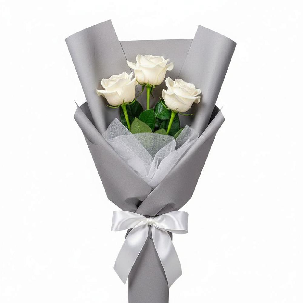 Букет 3 белые розы в Белеве