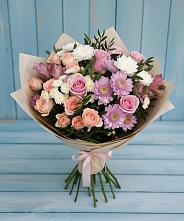 Букет цветов из:  Хризантемы, Розы и Альстромерии в Белеве